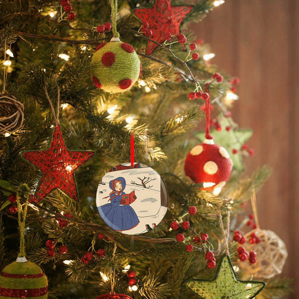 Girl Christmas Tree Blessing DIY Acrylic Holiday Pendant