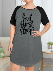 Women's Nightdress Slogan Graphic Raglan Short Sleeve