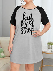 Women's Nightdress Slogan Graphic Raglan Short Sleeve