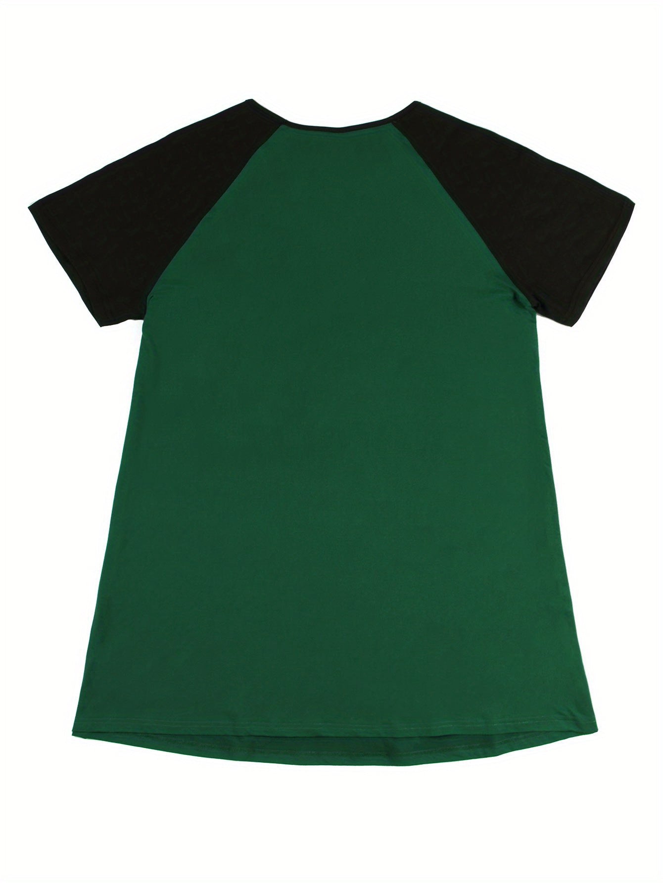 Nightdress Women's Plus Cat & Letter Graphic Raglan Short Sleeve