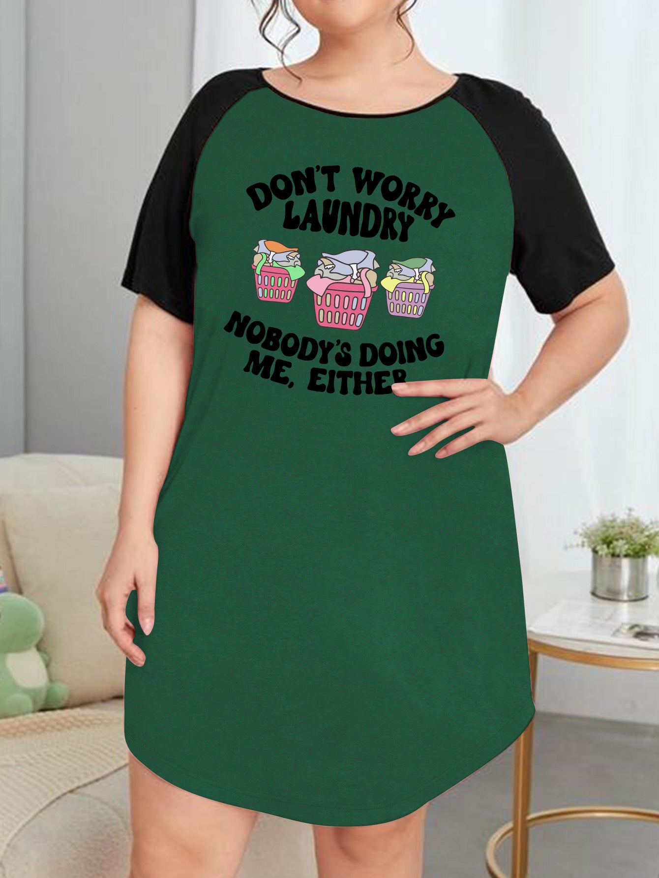 Funny Turtle Graphic Raglan Nightdress