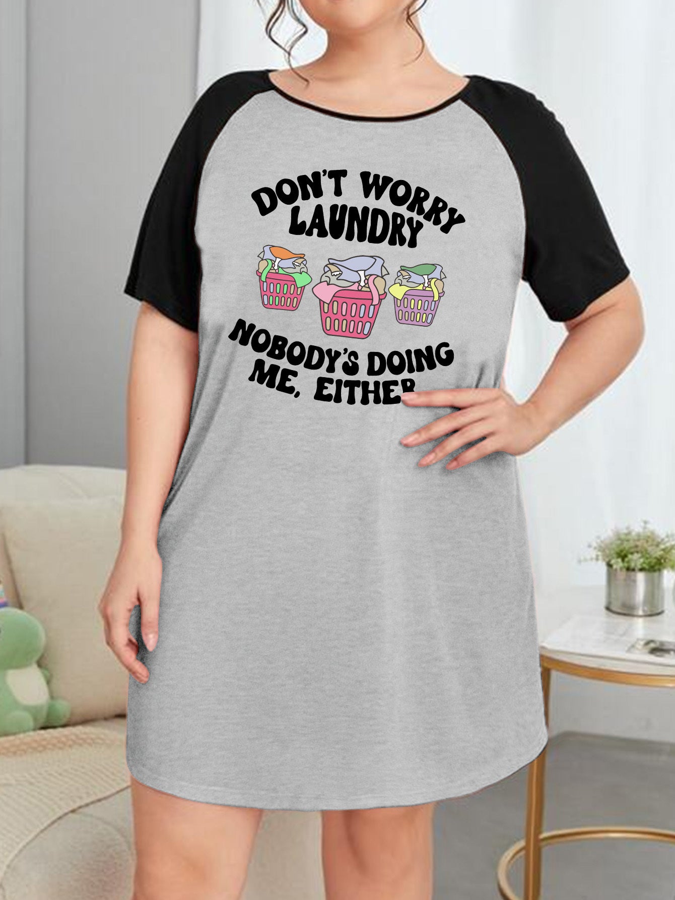 Funny Turtle Graphic Raglan Nightdress