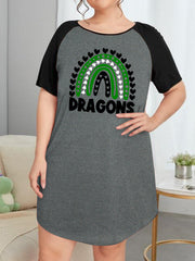 Heart Rainbow & Letter Graphic Short Sleeve Nightdress
