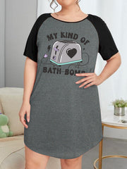 Nightdress Women's Plus Appliances & Letter Graphic Raglan Short Sleev