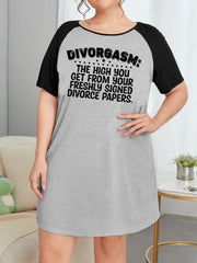 Nightdress Women's Plus Letter Graphic Raglan Short Sleeve