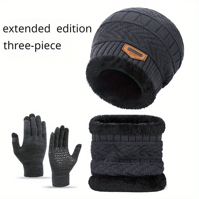 Winter Knitted Hat Scarf Gloves Set For Women Men