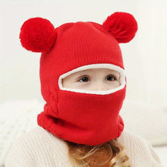 Children's 2-In-1 Hat & Scarf Winter Warm Knitted Cap