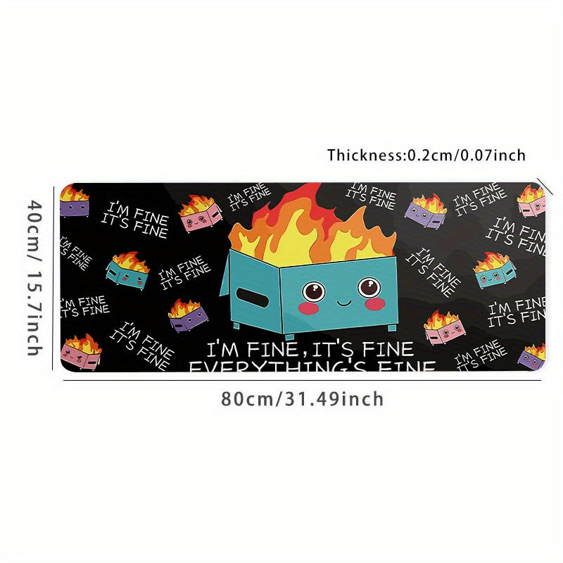 Funny Dumpster On Fire Mouse Pad - Large Desk Pad for Gamer or Office