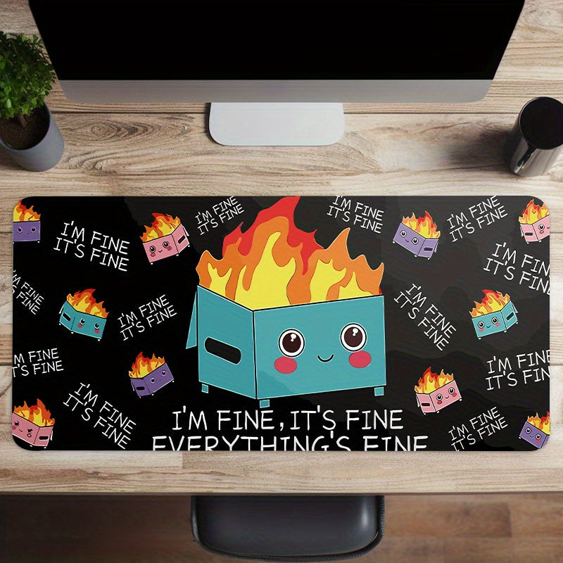 Funny Dumpster On Fire Mouse Pad - Large Desk Pad for Gamer or Office