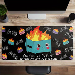 Funny Dumpster On Fire Mouse Pad - Large Desk Pad for Gamer or Office