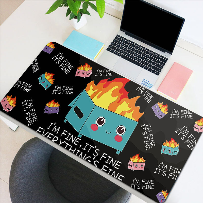 Funny Dumpster On Fire Mouse Pad - Large Desk Pad for Gamer or Office