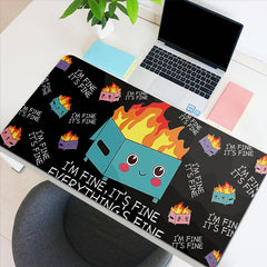Funny Dumpster On Fire Mouse Pad - Large Desk Pad for Gamer or Office
