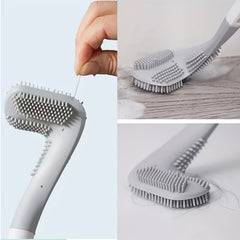 Flexible Silicone Toilet Brush with Long Handle for Easy Cleaning Bathroom