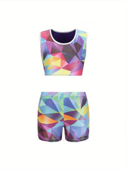 2pcs Girls Gymnastics Outfits for Dance Sports Gym Practice