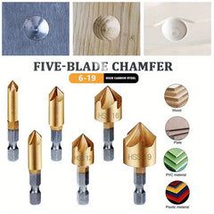 6-Piece High Carbon Steel Drill Bits Set with 6-19mm Countersink Drill Bits