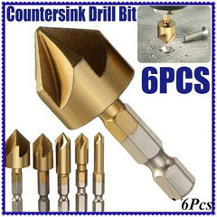 6-Piece High Carbon Steel Drill Bits Set with 6-19mm Countersink Drill Bits