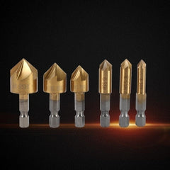 6-Piece High Carbon Steel Drill Bits Set with 6-19mm Countersink Drill Bits