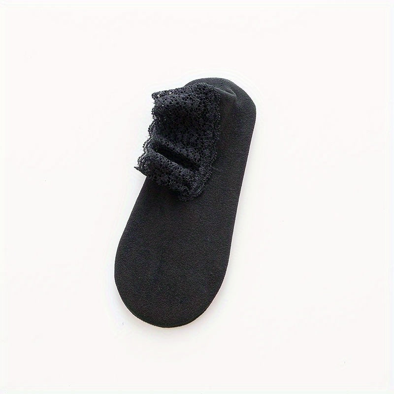 5 Pairs Lace Casual Ankle Socks Non-slip Winter Socks