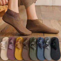 5 Pairs Lace Casual Ankle Socks Non-slip Winter Socks