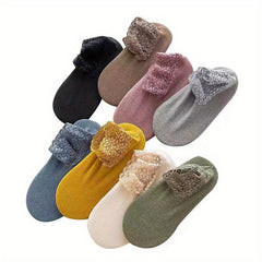 5 Pairs Lace Casual Ankle Socks Non-slip Winter Socks