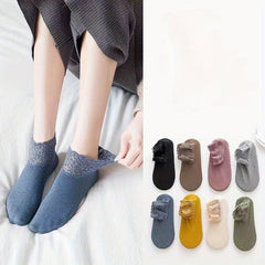 5 Pairs Lace Casual Ankle Socks Non-slip Winter Socks