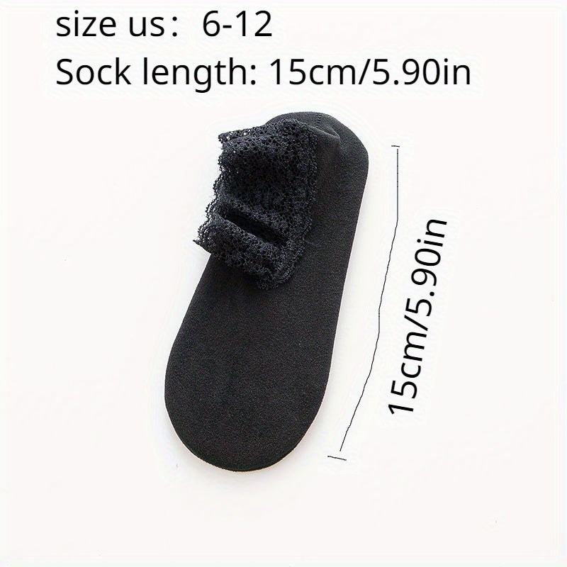 5 Pairs Lace Casual Ankle Socks Non-slip Winter Socks