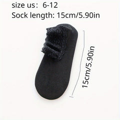 5 Pairs Lace Casual Ankle Socks Non-slip Winter Socks