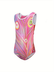 Girls Stretchy Gymnastics Sleeveless Workout Outfit