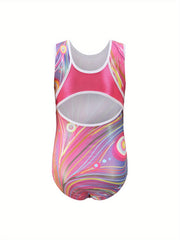 Girls Stretchy Gymnastics Sleeveless Workout Outfit