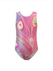 Girls Stretchy Gymnastics Sleeveless Workout Outfit