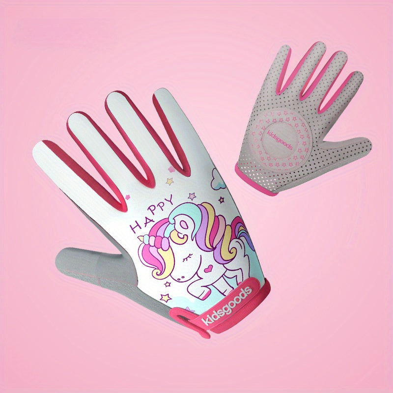 Kids Sports Safety Gloves Cartoon Cycling Gloves Non-Slip Half Finger