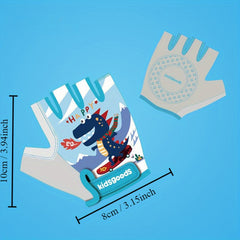 Kids Sports Safety Gloves Cartoon Cycling Gloves Non-Slip Half Finger