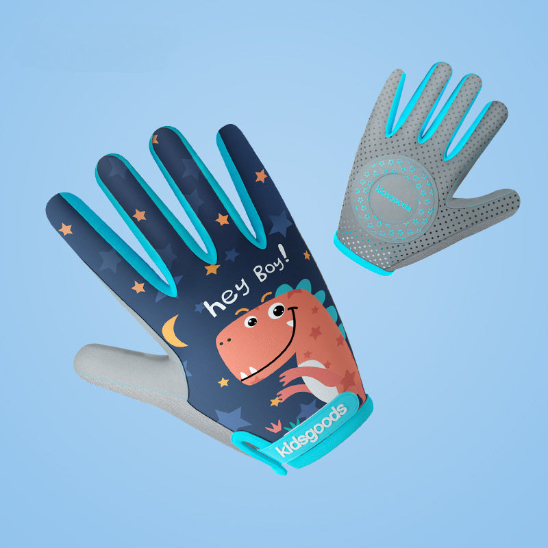 Kids Sports Safety Gloves Cartoon Cycling Gloves Non-Slip Half Finger