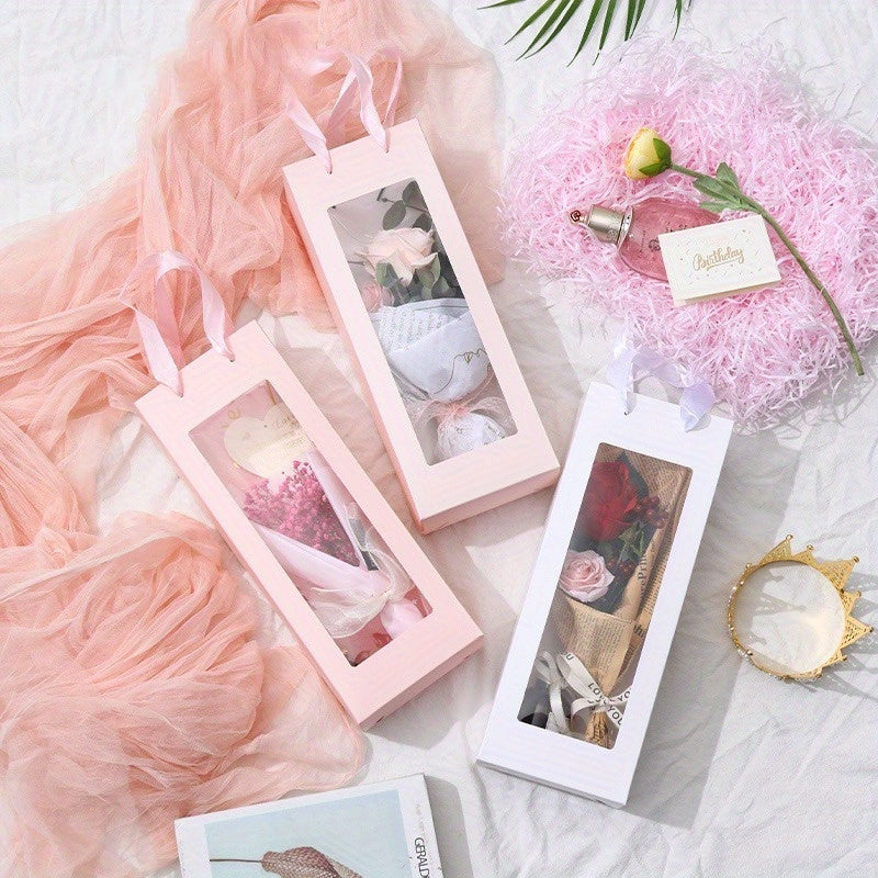 10pcs Transparent Showcase Bag Fresh Flower Box Packaging
