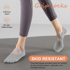 Women's Non Slip Yoga Socks with Cross Strap, Grips for Yoga Ballet Pilates