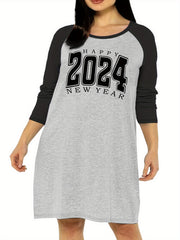 Letter Graphic Raglan Nightdress Long Sleeve