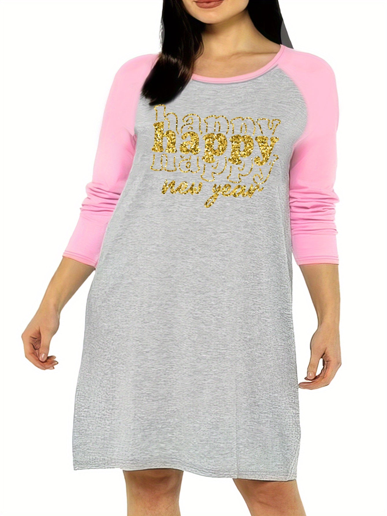 Casual Nightdress Women's Plus Golden Letter Print