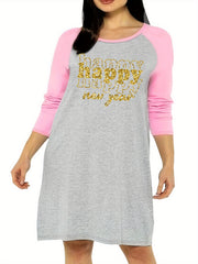 Casual Nightdress Women's Plus Golden Letter Print