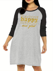 Casual Nightdress Women's Plus Golden Letter Print
