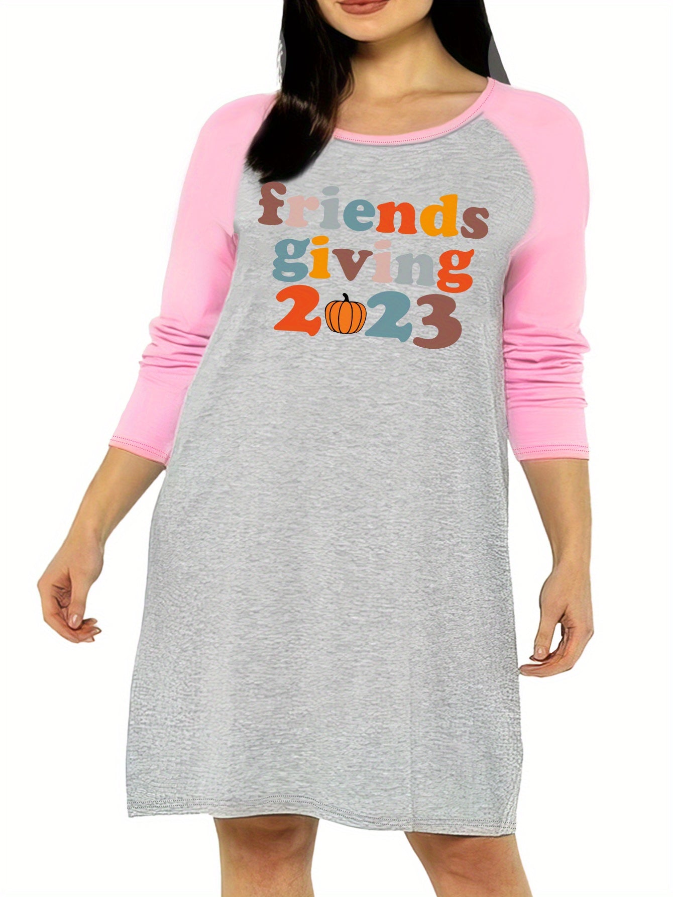 Casual Colorful Letter Print Sleep Dress