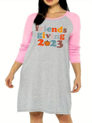 Casual Colorful Letter Print Sleep Dress