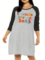 Casual Colorful Letter Print Sleep Dress