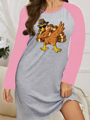 Turkey Print Raglan Sleeve Nightdress