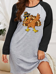 Turkey Print Raglan Sleeve Nightdress