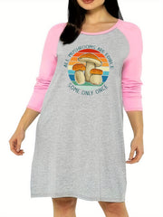 Mushroom & Sunset Print Raglan Sleeve Nightdress