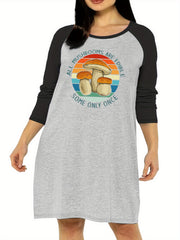 Mushroom & Sunset Print Raglan Sleeve Nightdress