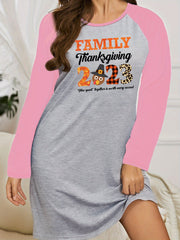 Casual Nightdress Women's Plus Turkey Letter Print Raglan