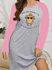 Casual Nightdress Women's Plus Letter Graphic Raglan Sleeve