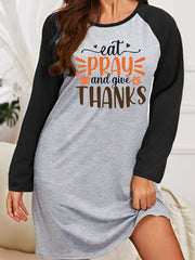 Casual Nightdress Women's Plus Letter Graphic Raglan Sleeve Round Neck
