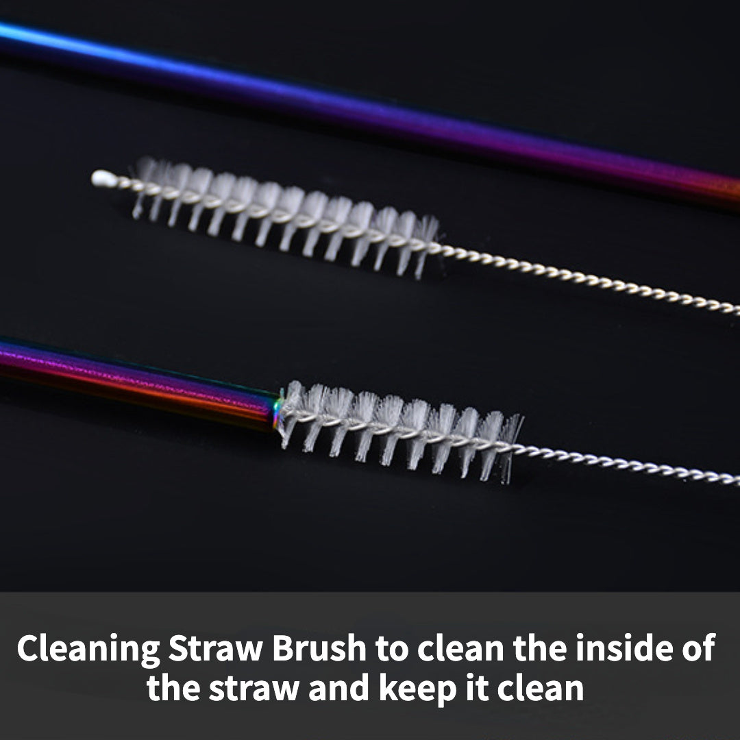 Colorful Reusable Stainless Steel Straws w/ Brush for Camping